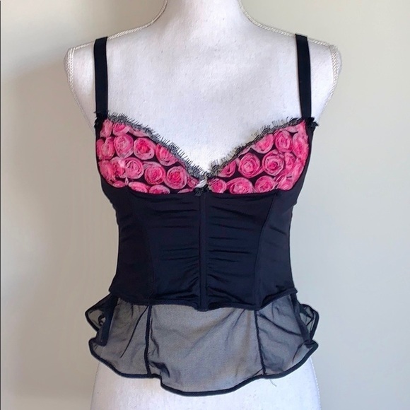 Mesh Rosette Floral Bustier Corset